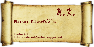 Miron Kleofás névjegykártya